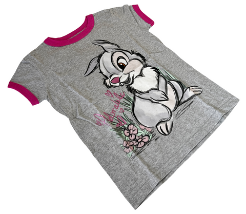 Disney Girls Bambi Thumper Adorable Graphic Gray Short Sleeve Shirt Size Small