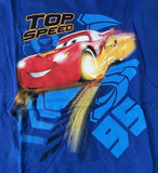 Disney Boys Lightning McQueen Top Speed 95 Blue Short Sleeve Shirt Size Medium