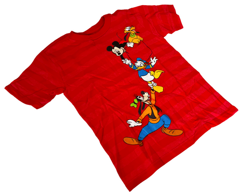 Disney Boys Mickey Mouse & Friends pocket Graphic Red Short Sleeve Shirt Size S