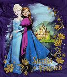 Disney Girls Elsa & Anna Sisters Forever Purple Short Sleeve Shirt Size Small