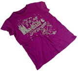 Disney Girls I'm all Princess Graphic Purple Short Sleeve Shirt Size Medium