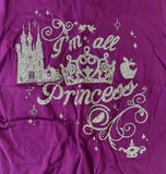 Disney Girls I'm all Princess Graphic Purple Short Sleeve Shirt Size Medium