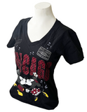 Disney Women's Mickey Mouse & Minnie Kissing Chicago Graphic Black Shirt Size M