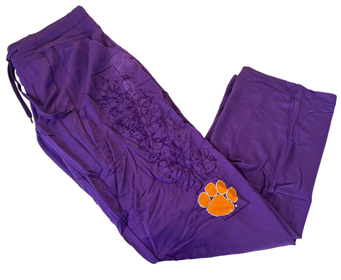 Emerson Street Clothing Women's Clemson Tigers Graphic Purple Cozy Pants Size L