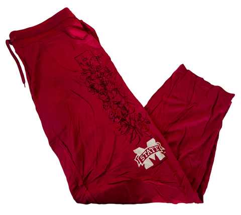 Emerson Street Women's Mississippi State Bulldogs Graphic Red Cozy Pants Size XL