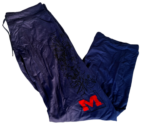 Emerson Street Clothing Women's Ole Miss Rebels Graphic Blue Cozy Pants Size M