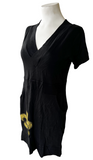 Emerson Street Clothing Women's Fleur De Lis Black Short Sleeve Dress Size XS