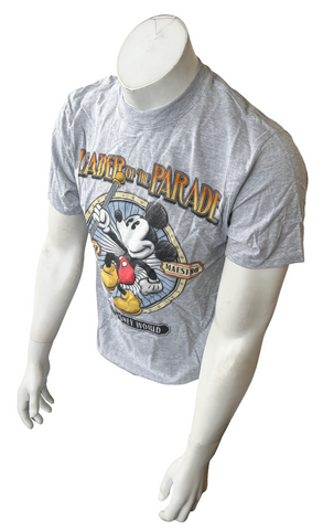 Disney Parks Men's Mickey Mouse Leader Of The Parade Graphic Gray Shirt Size M