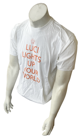 Royal Apparel Men's Luci Lights Up Your World White Short Sleeve Shirt Size L