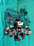 Disney Girls Minnie Mouse I Love Hawaii Graphic Teal Short Sleeve Shirt Size M