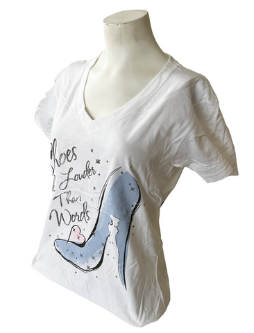 Disney Women's Shoes Speak Louder Than Words Graphic White Shirt Size Medium