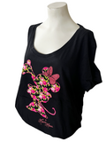 Disney Women's Minnie Mouse Floral Graphic Black Short Sleeve Shirt Size 3XL
