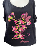 Disney Women's Minnie Mouse Floral Graphic Black Short Sleeve Shirt Size 3XL