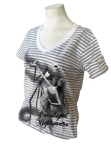 Disney Women's Jack Skellington & Sally Beautiful Nightmare Striped Shirt Size M
