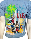 Disney Men's Mickey & Friends This Is The Life Hawaii Graphic Blue Shirt Size M