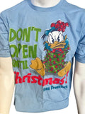Disney Men's Donald Duck Don't Open Until Christmas San Fran Blue Shirt Size M