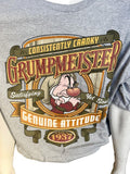 Disney Men's Grumpy Grumpmeister Consistently Cranky Gray Short Sleeve Shirt 3XL