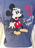 Disney Men's Mickey Mouse Don't Ask I Went To Vegas! Graphic Blue Shirt Size M