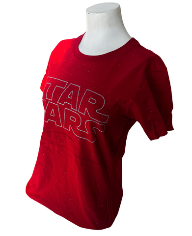 Disney Women's Star Wars Graphic Red Short Sleeve Shirt Size Medium
