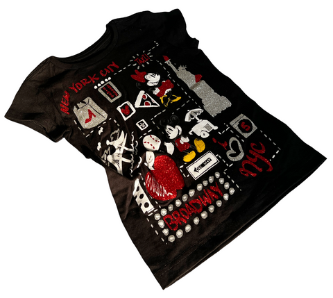 Disney Girls Mickey Mouse & Minnie New York City Graphic Black Shirt Size Small