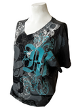 Disney Women's Mickey Mouse Grunge Graphic Black Short Sleeve Shirt Size Medium