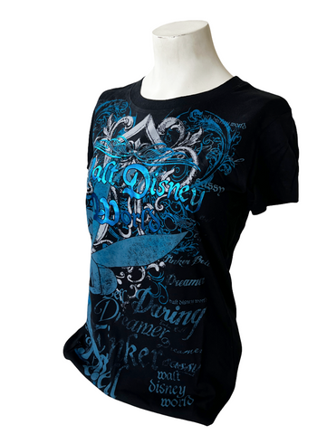 Disney Women's Walt Disney World Tinker Bell Black Short Sleeve Shirt Size Large