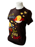 L.I.F.E. Women's Birds Live In Music Live Life In Love Brown Shirt Size Large