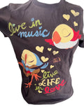 L.I.F.E. Women's Birds Live In Music Live Life In Love Brown Shirt Size Large
