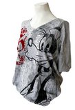 Disney Women's Goofy Grunge Graphic Gray Short Sleeve Shirt Size XL