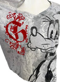 Disney Women's Goofy Grunge Graphic Gray Short Sleeve Shirt Size XL
