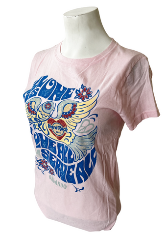Hard Rock Cafe Women's All Is One Love All Serve All Orlando Pink Shirt Size M