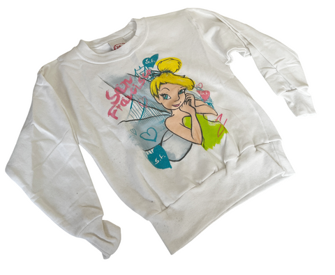 Disney Girls Tinker Bell San Francisco Graphic White Pullover Sweatshirt Size S
