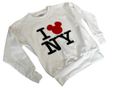 Hanes Boys I Love New York Mickey Mouse Graphic White Pullover Sweatshirt Size S