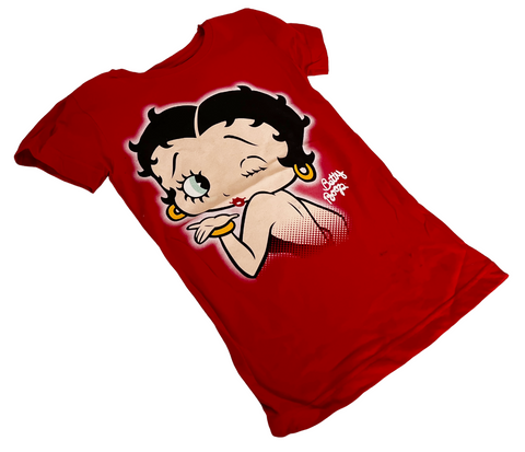 Universal Studios Girls Betty Boop Graphic Red Short Sleeve Shirt Size Medium