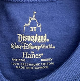 Disney Boys Mickey Mouse Donald Goofy Walt Disney World Blue Shirt Size 3T
