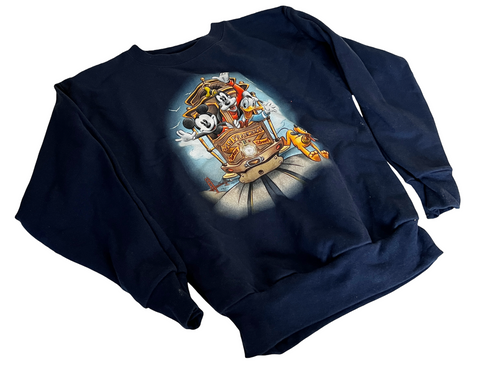 Hanes Boys Mickey Mouse & Friends San Francisco Train Navy Sweatshirt Size M