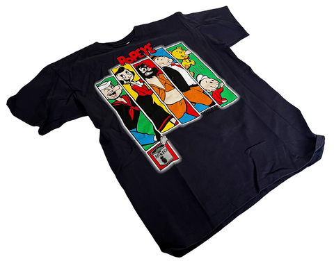 Universal Studios Boys Popeye & Friends Graphic Navy Short Sleeve Shirt Size XL