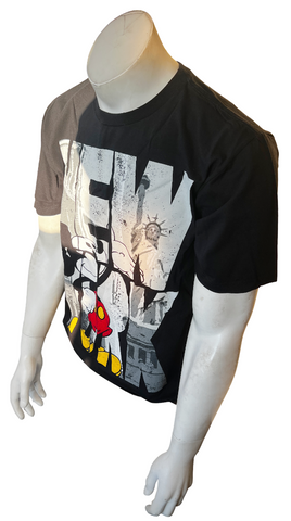 Disney Men's Mickey Mouse New York Graphic Black Short Sleeve Shirt Size Medium