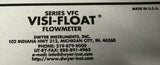 Dwyer VFC-141 Visi-Float Flowmeter 0.5-5 GPM Water 1" FNPT 100 PSI 5" Scale