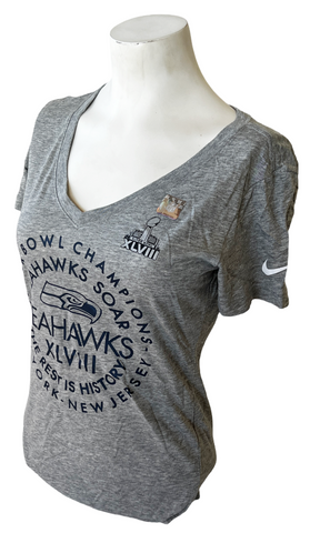 Nike Women's Seattle Seahawks Super Bowl XLVIII Champions Gray Slim Fit Shirt XL
