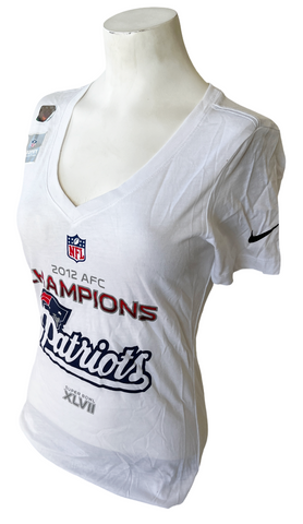 Nike Women's NFL New England Patriots 2012 AFC Champions White Slim Fit Shirt S