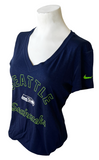 Nike Women's Dri-Fit Seattle Seahawks Graphic Navy Short Sleeve Shirt Size Small