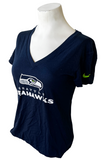 Nike Women's Dri-Fit NFL Seattle Seahawks Graphic Navy Short Sleeve Shirt XS
