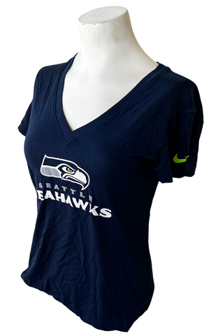 Nike Women's Dri-Fit NFL Seattle Seahawks Graphic Navy Short Sleeve Shirt XS