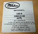 Dwyer W.E. Anderson 160-8 Stainless Steel Pitot Tube 5/16" x 8-5/8" 108019-00