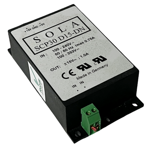 Sola SCP30 D15-DN DIN Rail Power Supply ±15V 1A Dual Output 30W 100-240VAC Input