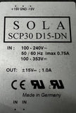 Sola SCP30 D15-DN DIN Rail Power Supply ±15V 1A Dual Output 30W 100-240VAC Input