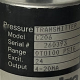 Setra Model C206 Industrial Pressure Transducer 4-20 mA 0-100 PSIG