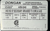 Dongan A06-SA6 Enclosed Ignition Transformer 120V Primary 6000V Secondary 175VA
