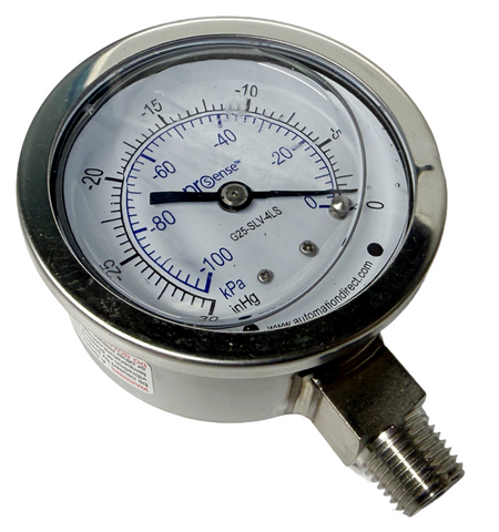 AutomationDirect ProSense G25-SLV-4LS Mechanical Pressure Gauge -30 to 0 in Hg
